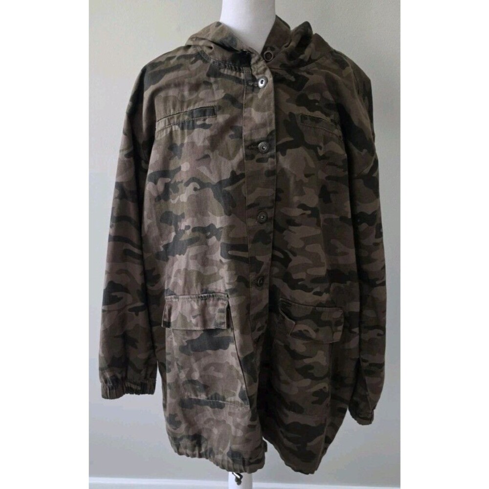 Highway Jeans Camo Utility Jacket Womens 2X Camouflage Hooded Field Coat Plus